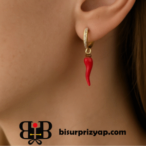 Altın Kaplama Biber Küpe | Şık ve Eğlenceli Kadın Aksesuarı