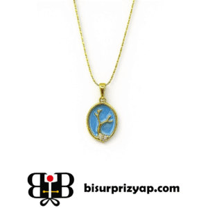 Altın Kaplama Mavi Mine Kuyruk Kolye | Zarif ve Modern Kadın Aksesuarı