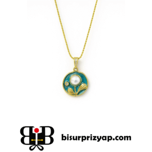 Altın Kaplama Mineli Vintage Kolye | Retro ve Zarif Kadın Aksesuarı