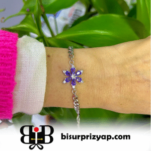 Çelik Gümüş Renk Arpa Zincir Lotus Çiçeği Bileklik | Zarif ve Modern Aksesuar