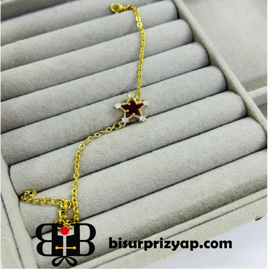 Çelik Kırmızı Yıldızım Bileklik | Zarif ve Gösterişli Aksesuar