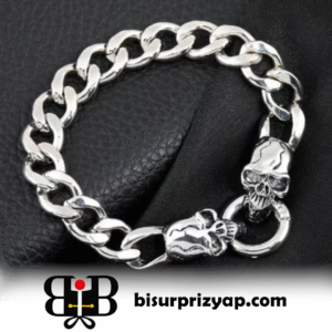 Erkek Kuru Kafa Kalın Zincir Bileklik | Şık ve Cesur Aksesuar